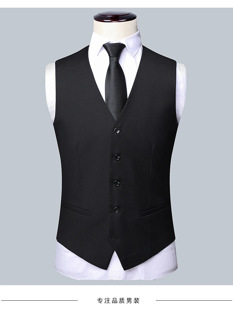 2023High-quality solid color (suit + vest + trousers) Men's business formal suit 3/2 business suit bridegroom and best man