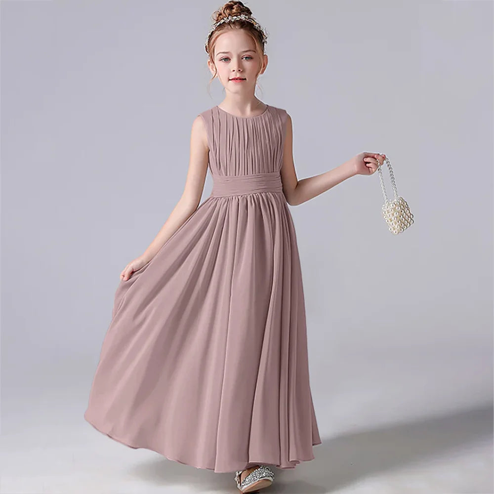 ARWEN & AJH GROUP Chiffon Pleated Flower Girl Dresses Sashes Kids Weddings Birthday Party Pageant Gowns Junior Bridesmaid Dress