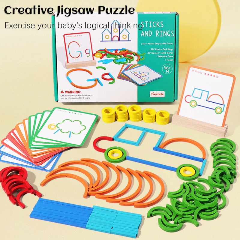 Wooden Creative Handwork DIY Toys Puzzle Early Educational Study Toys Children's Logical Thinking Games Interaction Toy Set Gift