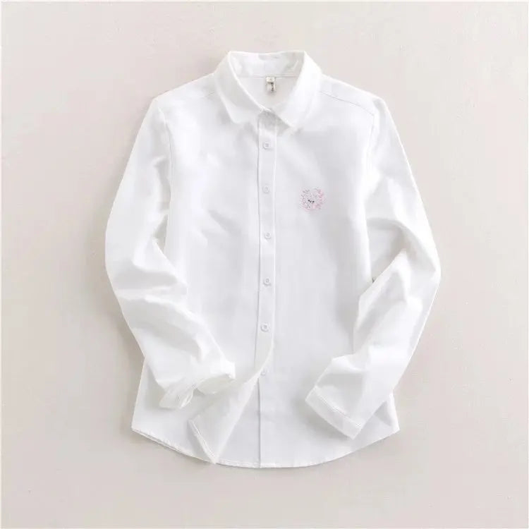 ARWEN AJH Brand Women Blouses Shirts 2024 New White Blue Casual Style Embroidery Long Sleeve Shirts Female Tops Art Style Blusas Blouse