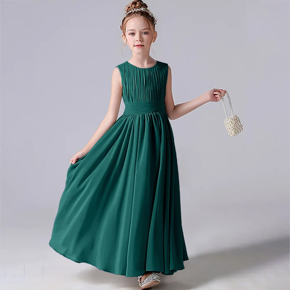 ARWEN & AJH GROUP Chiffon Pleated Flower Girl Dresses Sashes Kids Weddings Birthday Party Pageant Gowns Junior Bridesmaid Dress