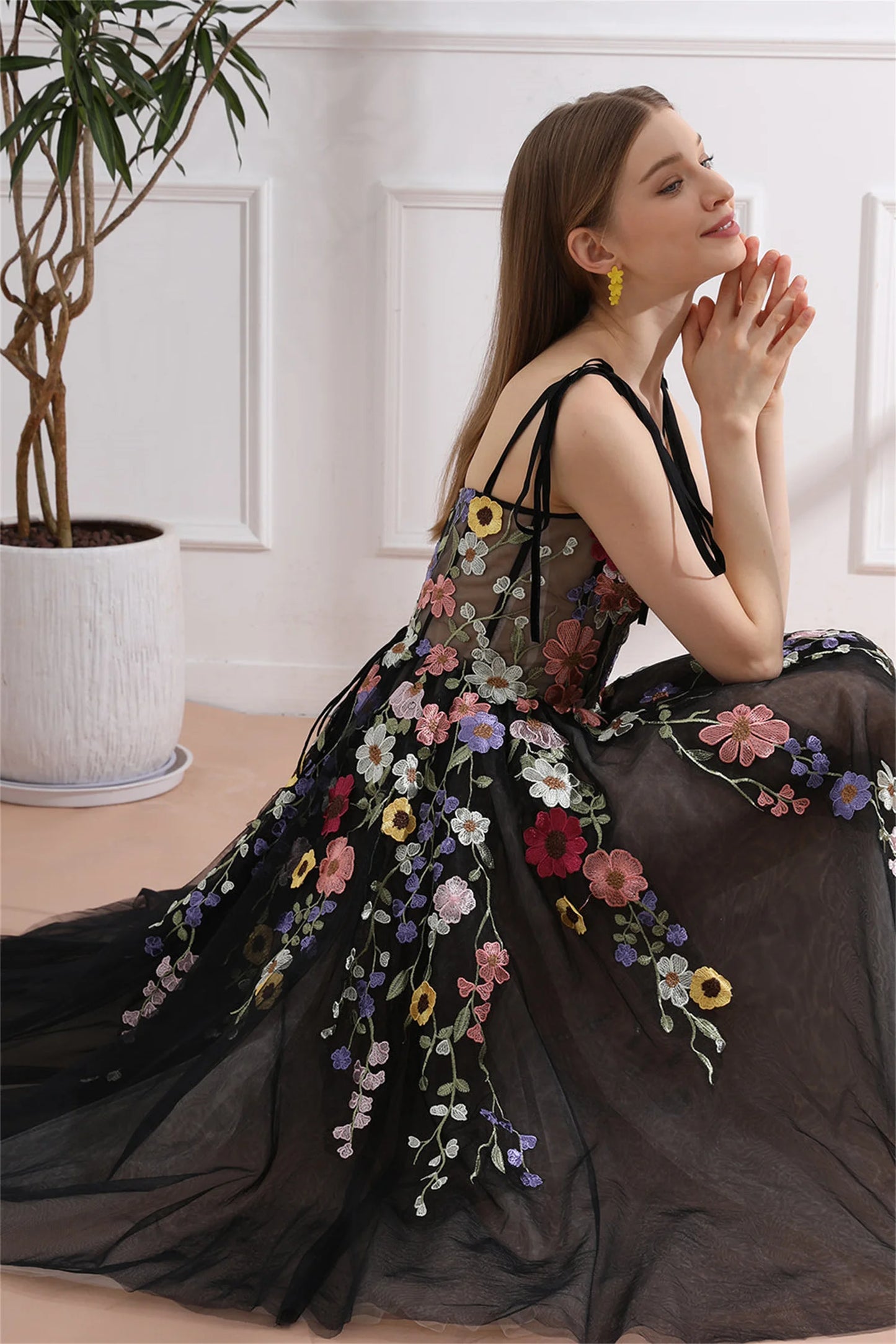 Aileen Cocktail Dress Black Sweetheart 3D Flowers Special Occasion Dresses for Formal Occasions Evening Gown Prom