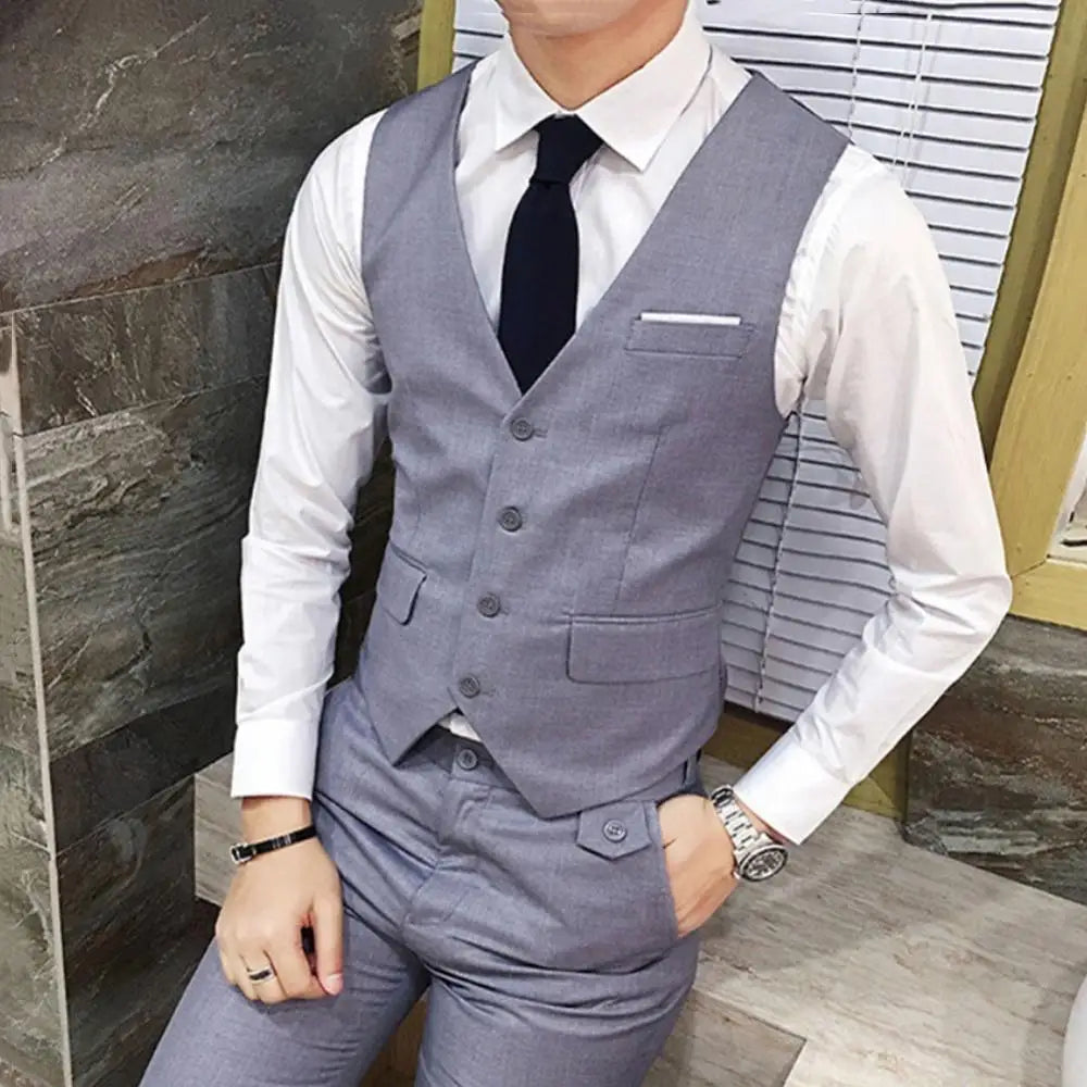 3 Pieces Wedding Business Men Formal Suit Men Vest Blazer Pants Set Wedding Suits For Men Elegant Blazers Set Vest Pants Coat