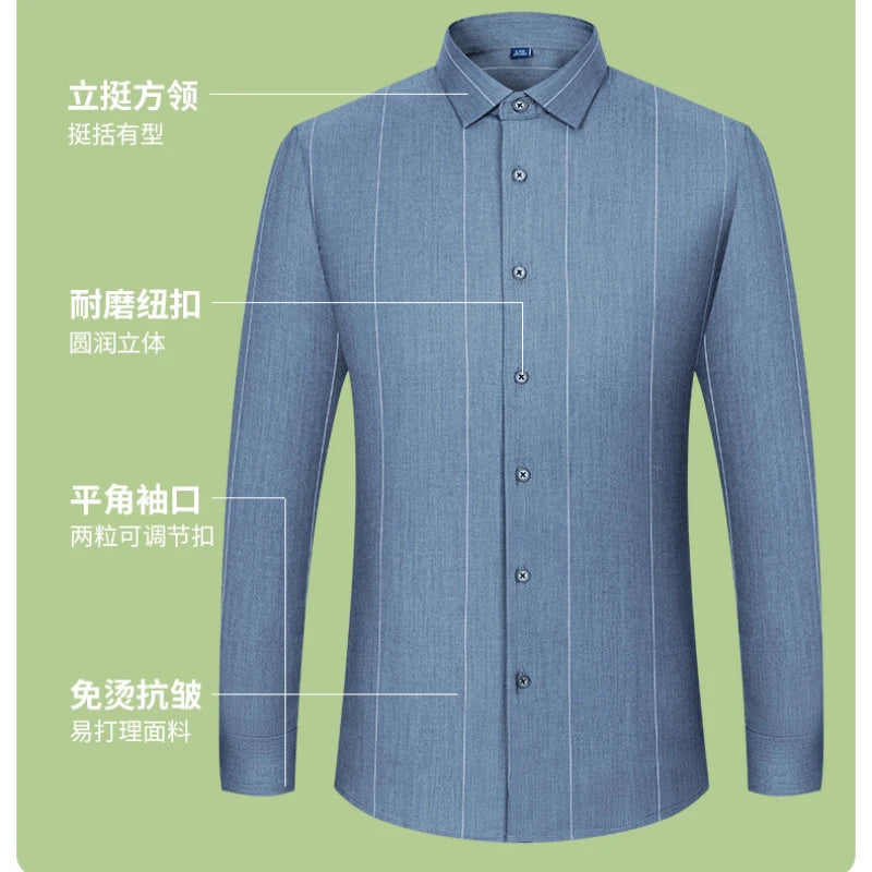 ARWEN & AJH GROUP  spring and autumn new bamboo fiber men's long-sleeved shirt sweat-absorbent and breathable daily casual business men's wear