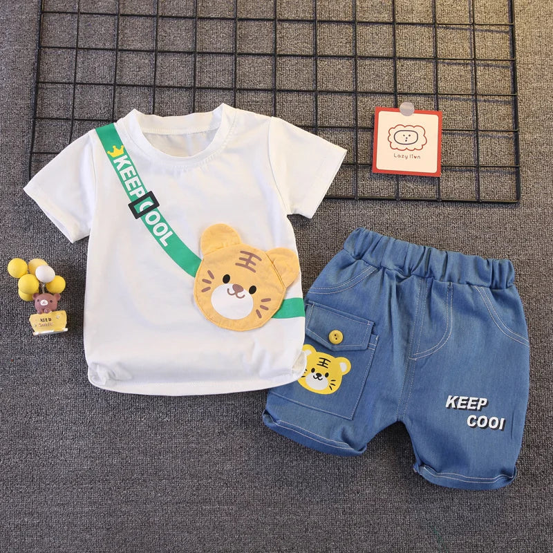 New Summer Casual Sets Kids Clothes Boys Short Sleeve T-Shirt Shorts 2Pcs Children Sportwear Suits Tracksuits Outfits 1-5 Years