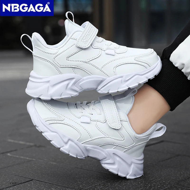 Sport Girl Casual Shoe Leather 5-16Years Boy Tenis Shoe Outdoor Children Running Sneaker Anti Slip Soft Sole Walking Footwear