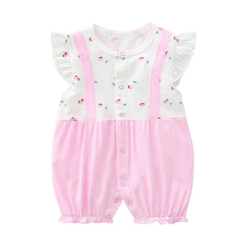 2024 newborn baby Summer clothes rompers for babies girls overalls short Sleeve cotton baby clothing pajamas Baby Girl onesies