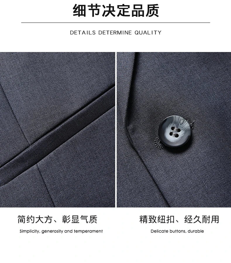 2023High-quality solid color (suit + vest + trousers) Men's business formal suit 3/2 business suit bridegroom and best man