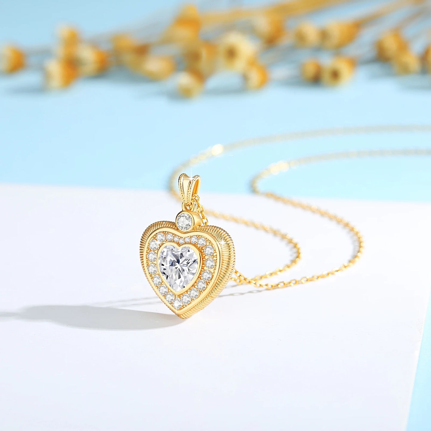 Szjinao 100% Real 18K Gold Heart Necklace 9mm 3ct Moissanite Pendant K Gold Luxury Wedding Jewelry With Certificate Wholesale