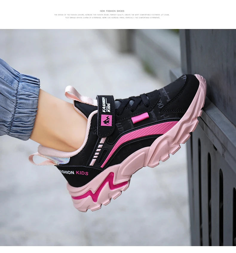 Children Sneakers Casual Shoes for Girls Pink Comfortable Leather Running Sports Kids Girl Flat Breathable Shoes