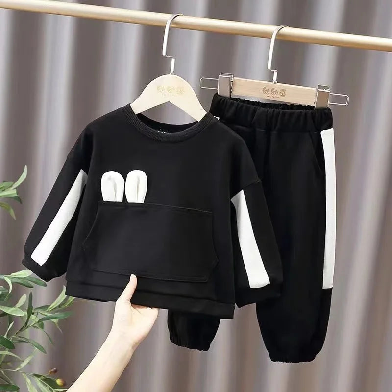 Girls Baby Clothes Set 2024 New Spring and Autumn Fashionable Children's Cute Loose Sweater Pants 2PCS Set Kids Outfits