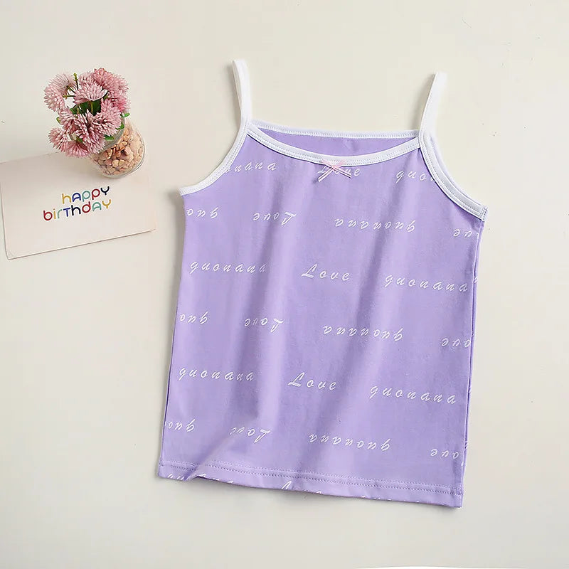 4pcs/lot Spring Summer Baby Girl Tank Camisole Lace Girl Clothes Underwear T Shirt Sleeveless Tees Floral Kids Outfits Children