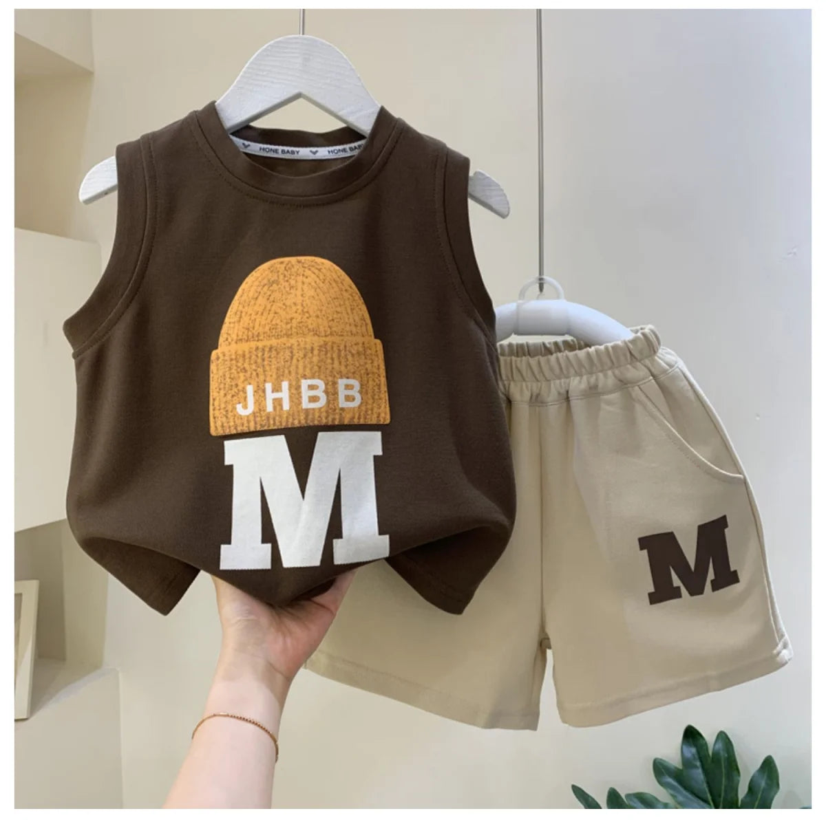 Children's Clothing Set Summer 2023 New Fashionable Boys and Baby Sleeveless T-shirt and Shorts 2-piece Set Kids Outfits