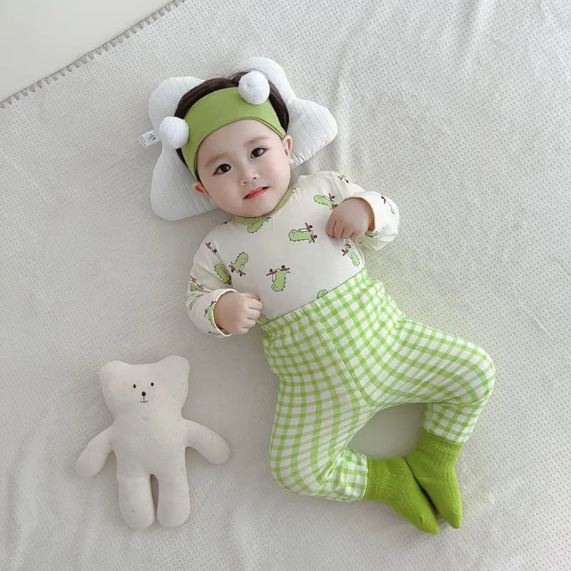 2024 Korean Ins Kids Loungewear Outfit Set Cotton Autumn Pants Boys Girls Pajamas Baby Winter Indoor Clothes 0 To 24 Months