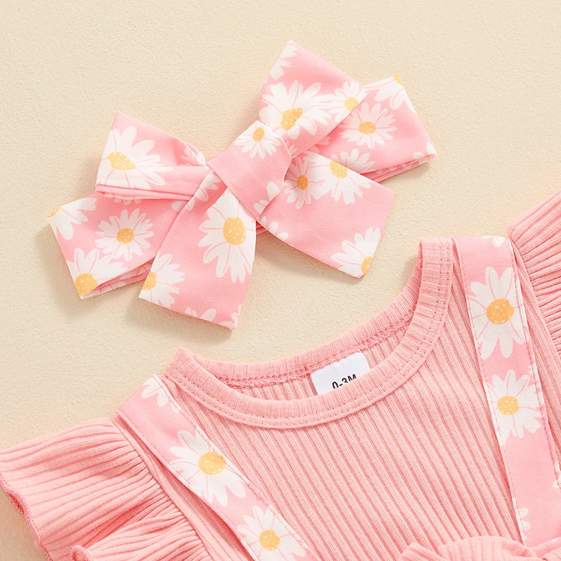 Baby Girl Clothes 3 6 9 12 18 Months Newborn Ruffle Butt  Romper Daisy Overalls Jumpsuit Summer Outfit