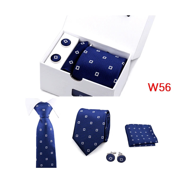 Mens Tie Set In A Box Paisley Ties For Men Gifts Luxury Necktie Pocket Square Cufflinks Wedding Business Formal Suit Tie