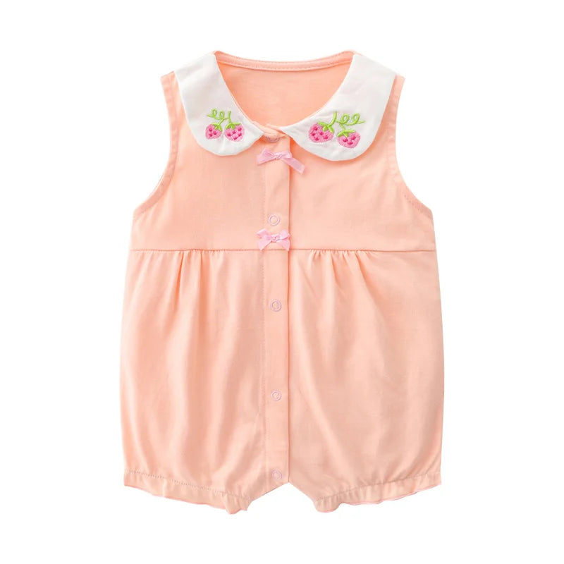 2024 newborn baby Summer clothes rompers for babies girls overalls short Sleeve cotton baby clothing pajamas Baby Girl onesies