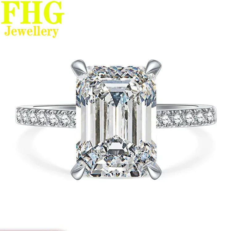 Emerald Shape 3Carat Au585 14K White Gold Ring DVVS1 Moissanite Diamond ring Women Wedding Party Engagement birthday