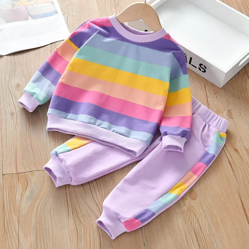 Autumn Girls' Clothes New Suit Children's Autumn Sports Two-piece New Suit Little Girl Baby Casual Sweater Suit Girl Outfit Set