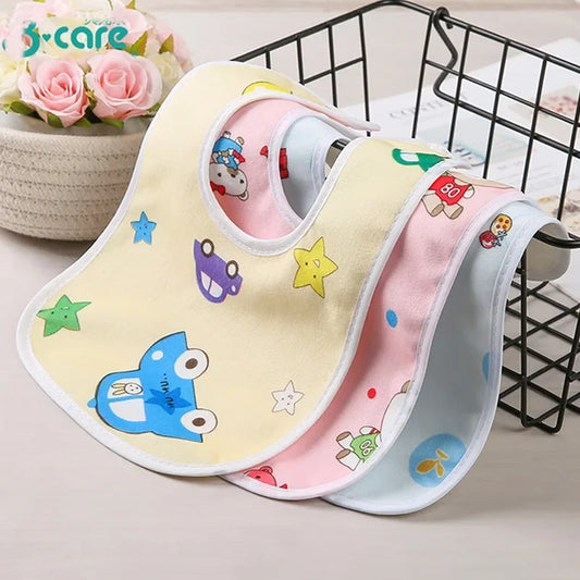 Baby Bibs Cotton Thickening Water Absorption Waterproof Bibs Baby Feeding Protection Burp Cloths Cartoon Pattern Fit Baby Stuff