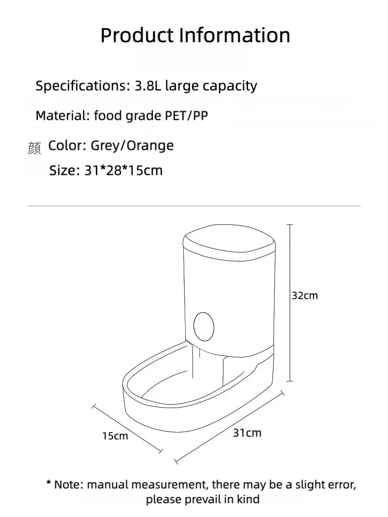 Automatic Cat Feeder High Capacity Pet Food Bowl Gravity Water Dispenser mascotas Pet Bowl for Dogs Cats 4L cat Accessories