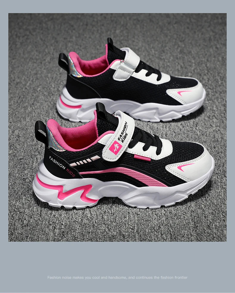 Kids Casual Pink Girls Shoe Outdoor Comfortable Running Shoes Sneakers Breathable Student's Children Boys Sport Walking Footwear