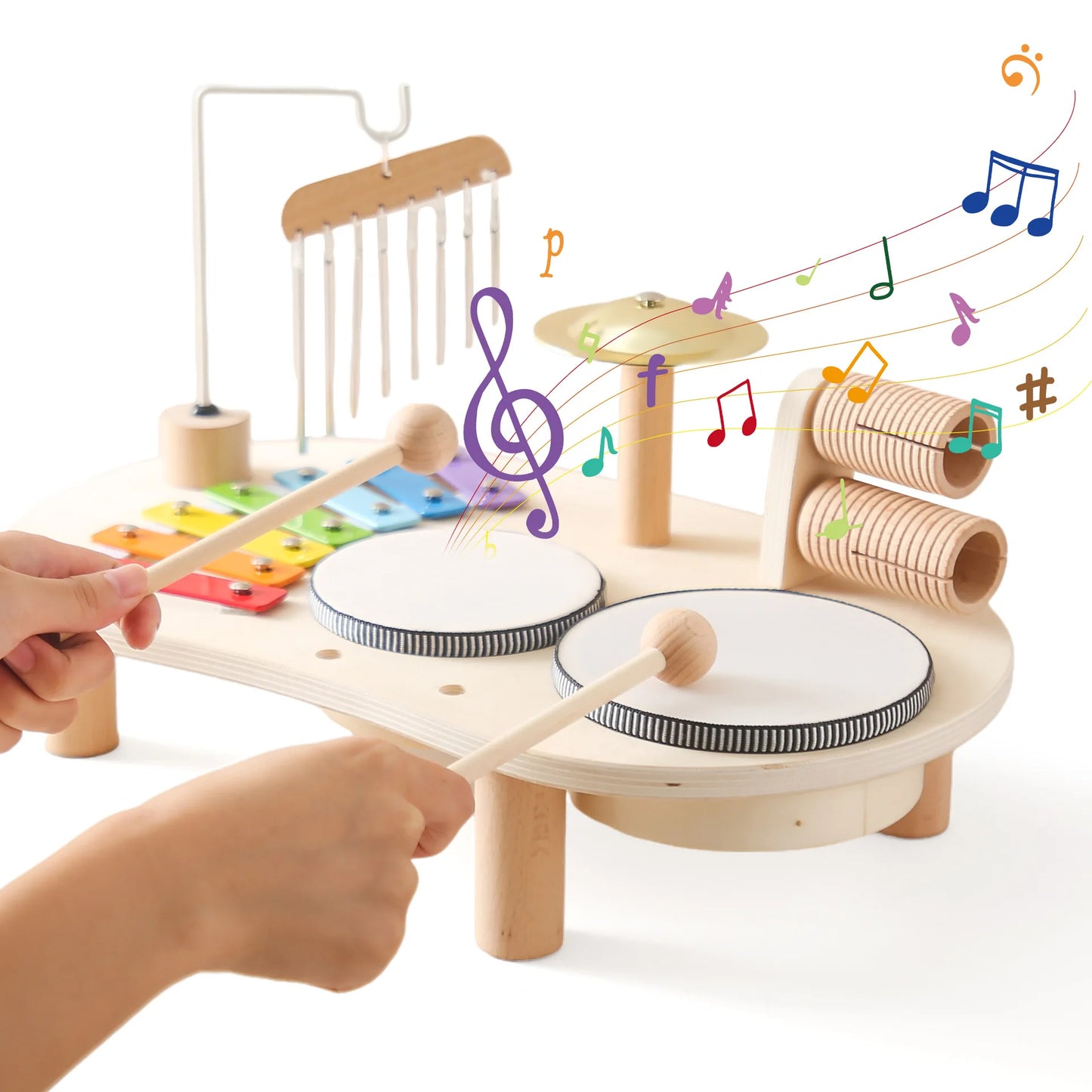 Portable Multi-functional Early Education Drum Toy Music Table For Children Hand-eye Coordination Piano Music Table Toy