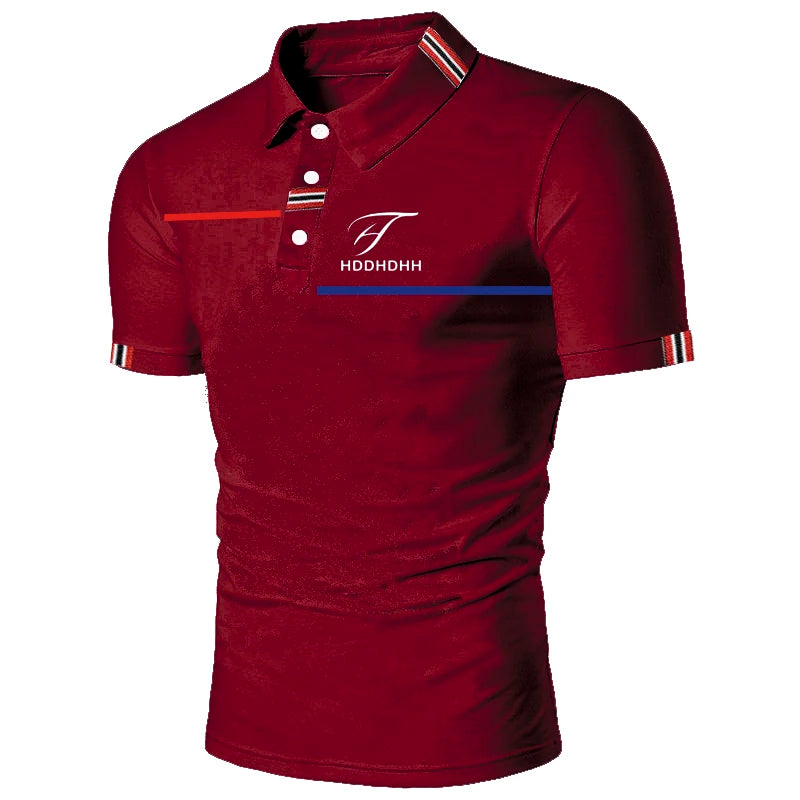 HDDHDHH Brand Printing Polo Shirt Casual Solid Color T-shirt Men's Breathable Golf Tee