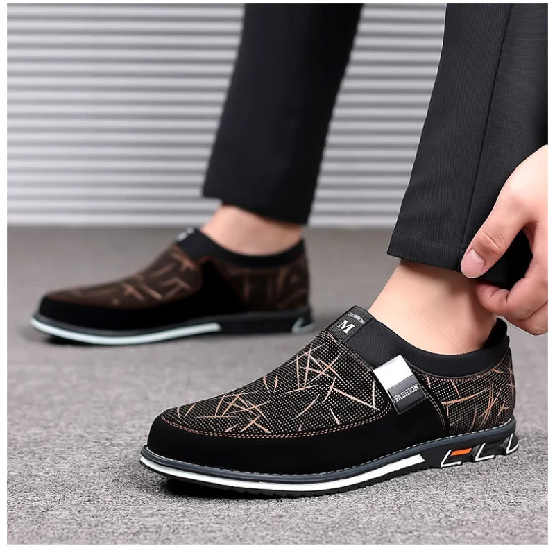 ARWEN & AJH GROUP Classic Casual Men's Leather Shoes Slip-On Loafers for Men Business Moccasins Office Men Work Flats Trend Driving Shoes Big Size