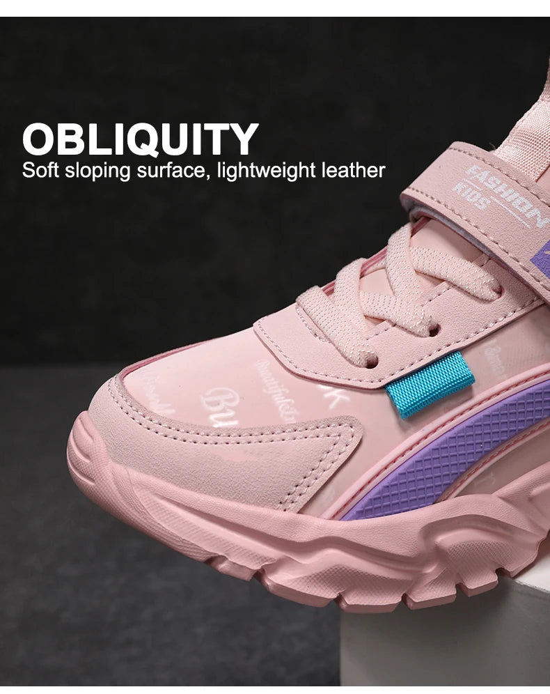 Children Sneakers Casual Shoes for Girls Pink Comfortable Leather Running Sports Kids Girl Flat Breathable Shoes