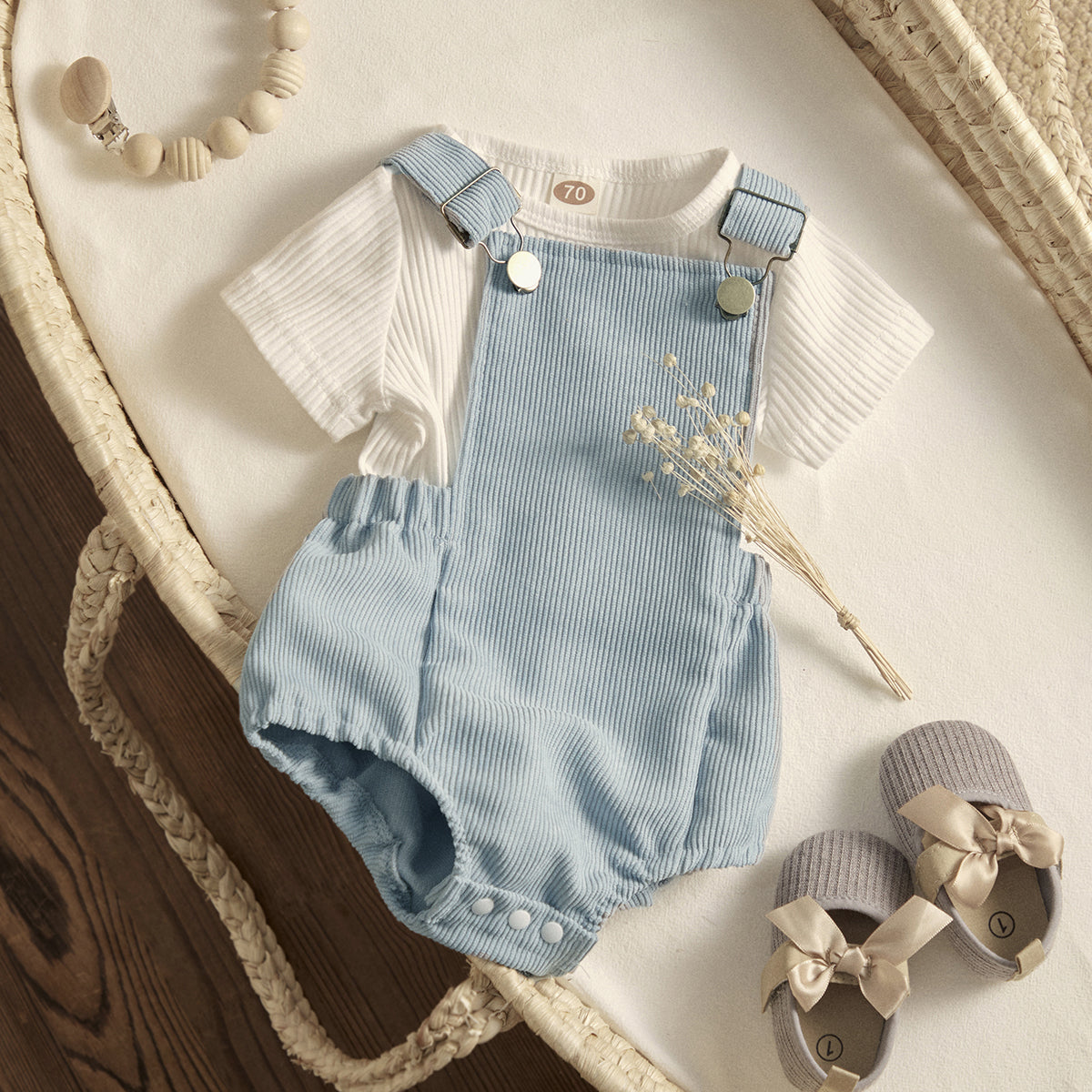 Ma&Baby  0-24M Newborn Infant Baby Boy Girl Clothes Sets Toddler Knit Romper Button Corduroy Overall Shorts Outfit Summer