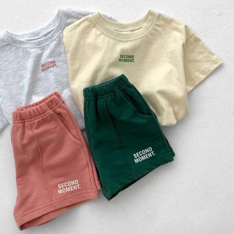 مجموعة اروين التجارية ARWEN&AJH GROUP  2024 European  2024 Summer New Baby Short Sleeve Clothes Set Infant Boy Letter Print T Shirts + Shorts 2pcs Suit Children Tee Set Baby Outfits