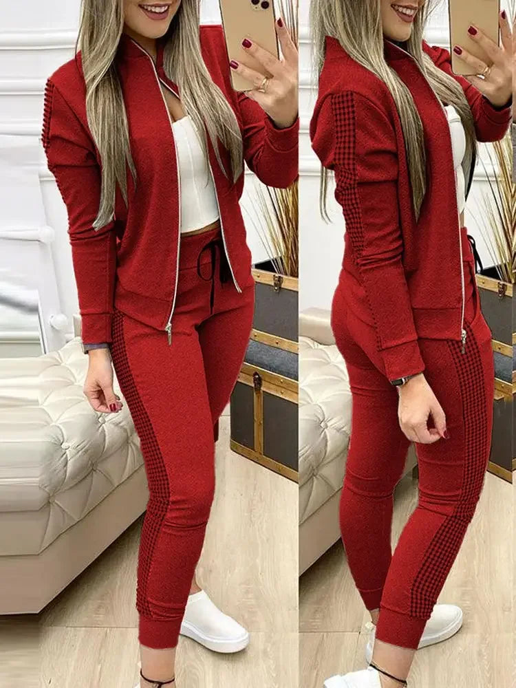 2024 Women Two Piece Set Outfits Autumn Women's Tracksuit Zipper Top Pants Casual Sport Suit Winter 2 Piece Woman Set