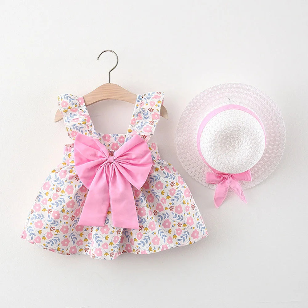 Baby Clothing Sets 2023 Girls Cute Summer Sleeveless Dress Girl 2Pieces Sets Short Pants+Dress Set Stripe Patten for Baby 6-24M