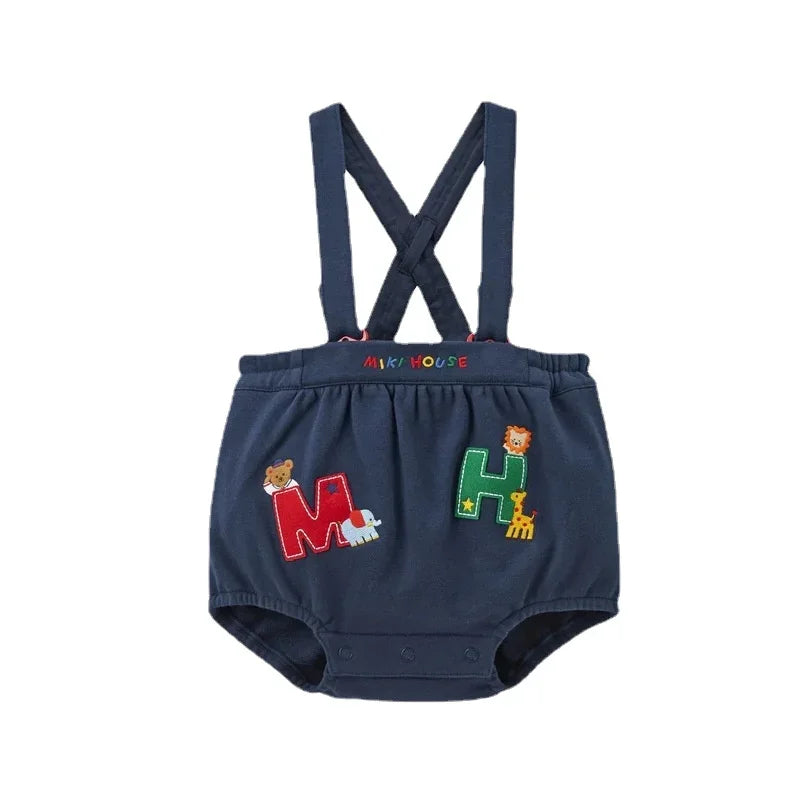 ARWEN AJH 2024 Spring/Summer New Boys and Girls Cartoon Letters Bear Good Friends Embroidered Field Chicken Pants Bib Pants