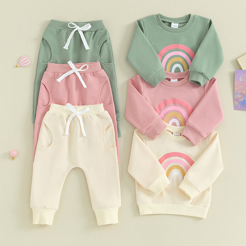 Lioraitiin 3M-3Y Baby Girls Boys Clothes Oversize Sweater & Long Pants Infant Toddler Fall Winter Rainbow Outfits