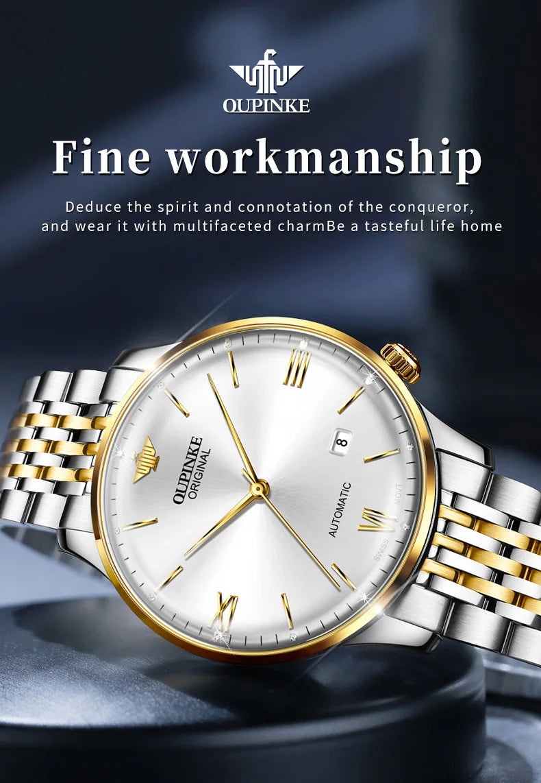 OUPINKE Fully Automatic Watch for Men Ultra Thin 7.3mm Original Import Swiss Movement High Quality Luxury Mechanical Wristwatch