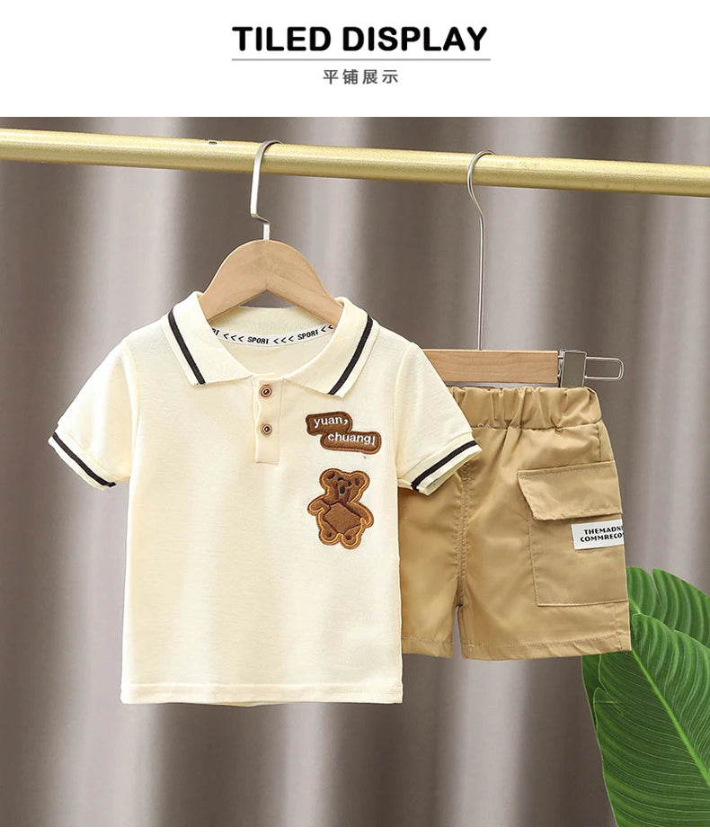 IENENS Baby Clothing Sets Short Sleeve Polo-shirt + Shorts Outfits Kids Suits Toddler Infant Boys Casual Summer Clothes