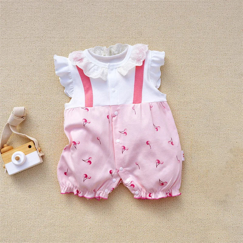 2024 newborn baby Summer clothes rompers for babies girls overalls short Sleeve cotton baby clothing pajamas Baby Girl onesies