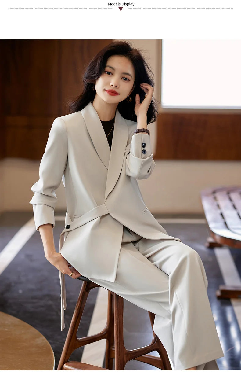 High Quality Fabric Formal Women Business Suits with Pants and Jackets Coat Professional Female Pantsuits Blazers Trousers Set