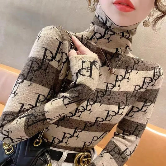 ARWEN AJH  Women  Letter Jacquard Sweaters 2024 Spring Street Fashion Causal Slim Top Female Thin Soft Comfortable Vintage Chic Knitwear