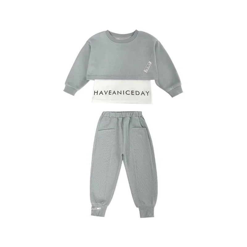 Autumn Baby Girl Clothes Children Letter Sweater Pullover Top and Sport Pant Set Girls Patchwork  Outfit Tracksuit