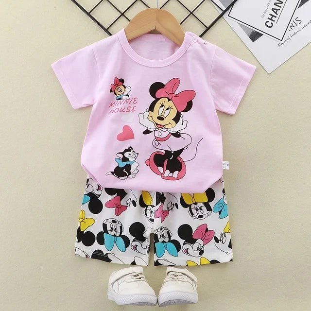 2PCS Children Clothing Suit summer cartoon Children's Sets Cotton T-Shirts Shorts Boys Girls Short sleeve Kids Clothes