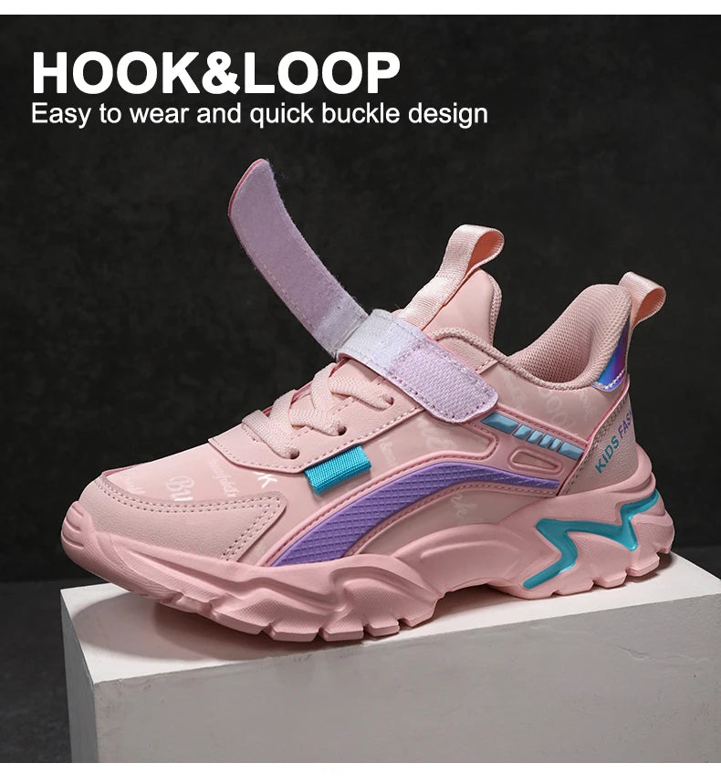 Children Sneakers Casual Shoes for Girls Pink Comfortable Leather Running Sports Kids Girl Flat Breathable Shoes