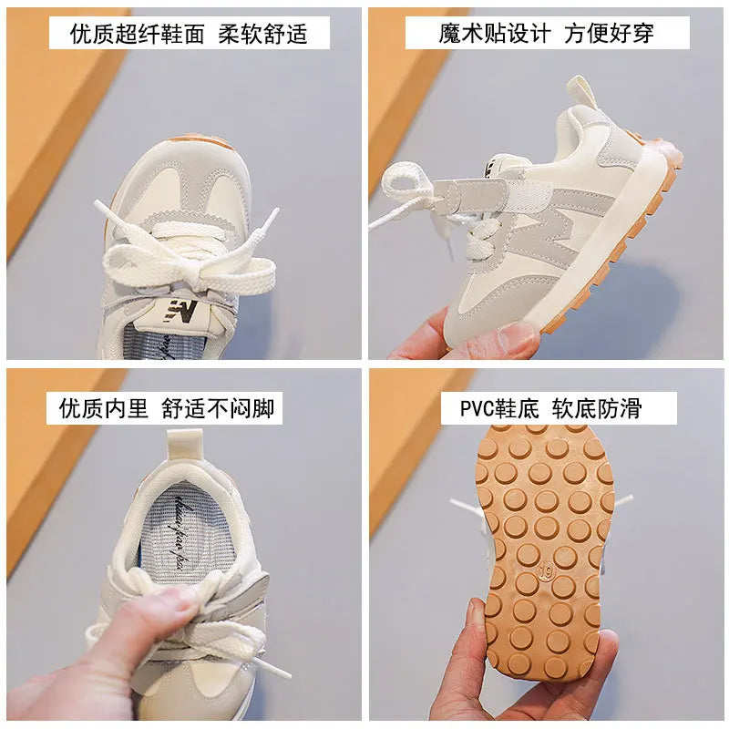 Boys and Girls Sport Shoes Children's Casual Shoes Fashion Hook Anti-slip Kids Footwears Soft Bottom Toddler Walking Shoe