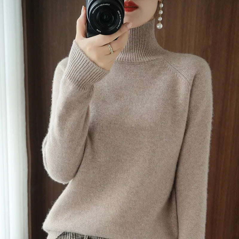 Turtleneck Sweater Women 2023 Autumn Winter Thick Warm Korean Fashion Knitwears Womens Pullovers Long Sleeve Basic Knitted Tops