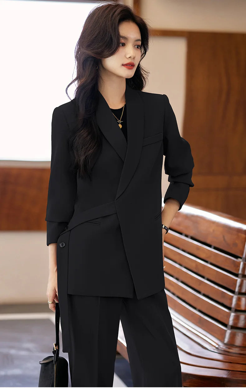 High Quality Fabric Formal Women Business Suits with Pants and Jackets Coat Professional Female Pantsuits Blazers Trousers Set