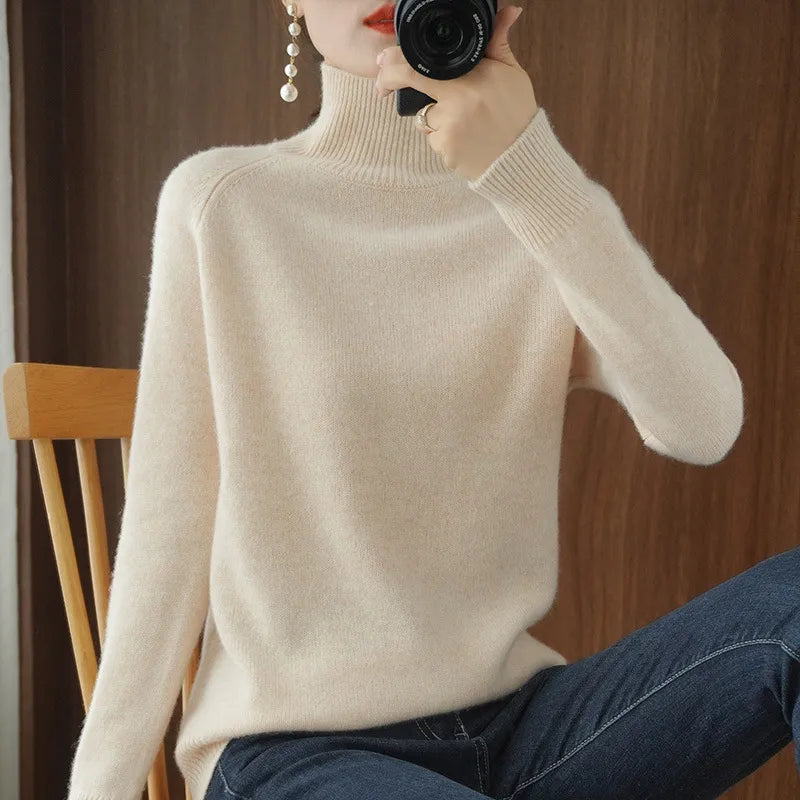 Turtleneck Sweater Women 2023 Autumn Winter Thick Warm Korean Fashion Knitwears Womens Pullovers Long Sleeve Basic Knitted Tops