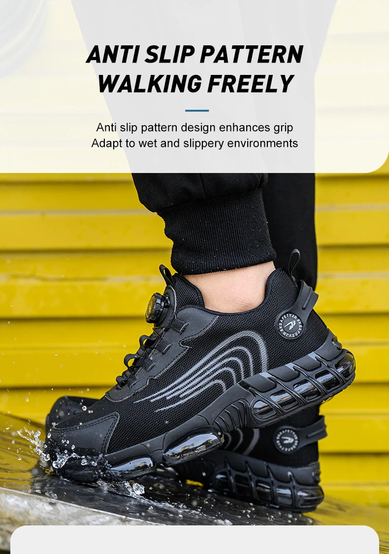 Rotating Button Safety Shoes Men Work Sneakers Indestructible Shoes Puncture-Proof Protective Shoes Work Boots Steel Toe Shoes