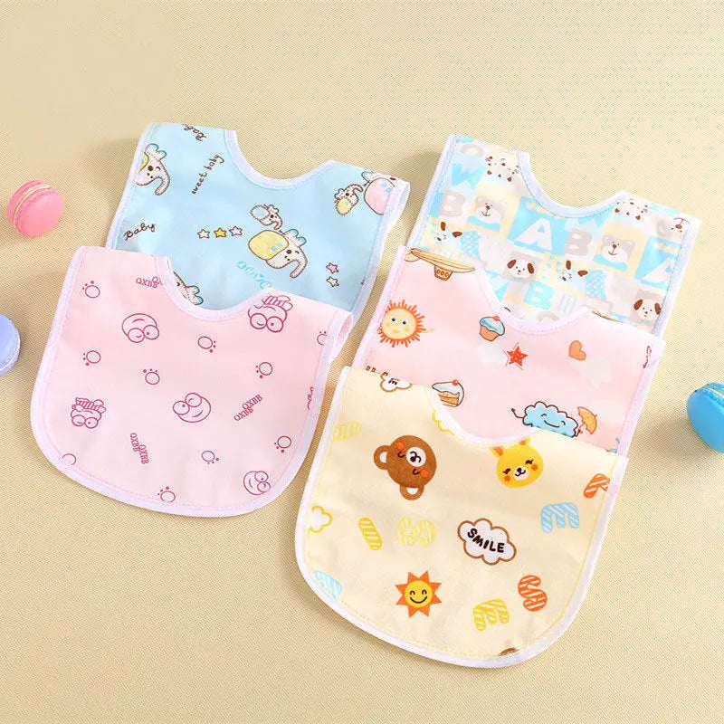 Baby Bibs Cotton Thickening Water Absorption Waterproof Bibs Baby Feeding Protection Burp Cloths Cartoon Pattern Fit Baby Stuff